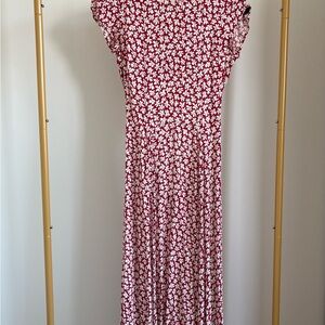 Reformation Red and White Floral Maxi Dress